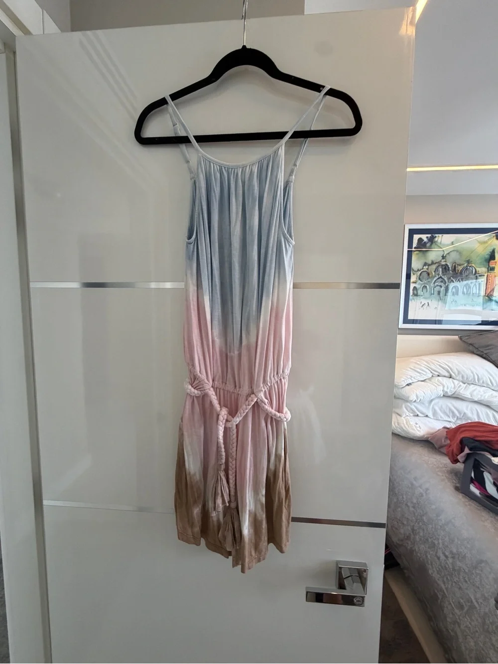 VENUS Pale Blue Halter Romper with Braided Tassel